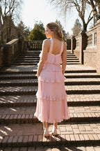 Bianca Powder Pink Tiered Midi Dress - FINAL SALE