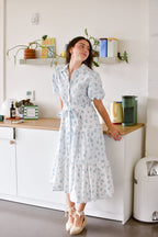 Bluebell Blue and White Floral Midi Dress - FINAL SALE
