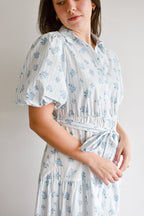 Bluebell Blue and White Floral Midi Dress - FINAL SALE
