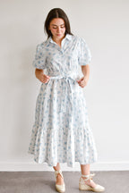 Bluebell Blue and White Floral Midi Dress - FINAL SALE