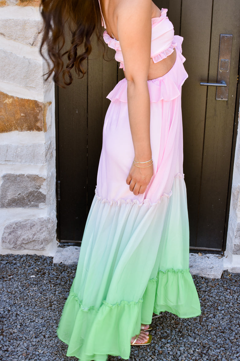 Byron Bay Ombre Cutout Maxi Dress