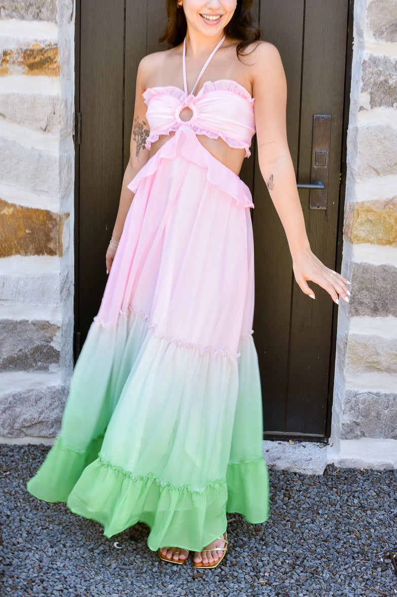 Byron Bay Ombre Cutout Maxi Dress