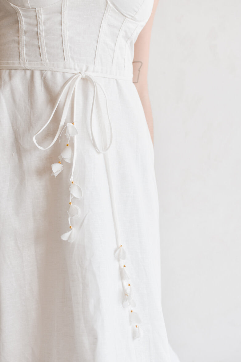 Chiara White Bustier-Style Midi Dress
