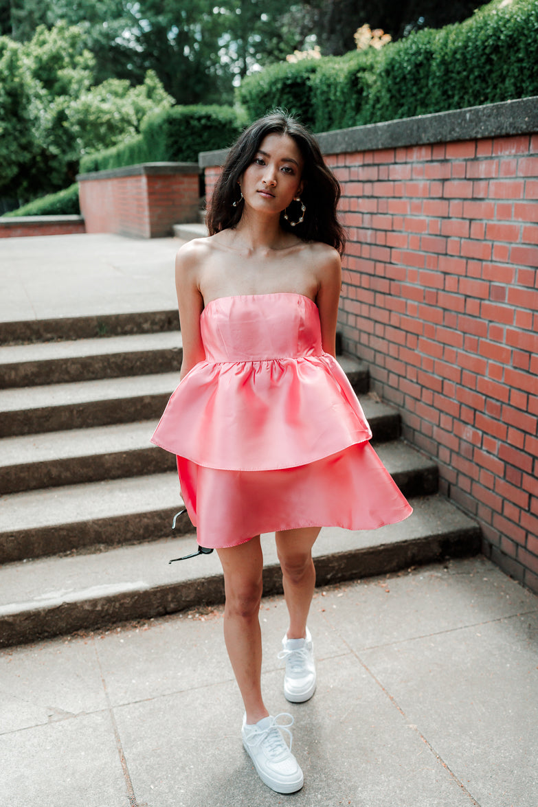 City Lights Tiered Mini Dress - Pink