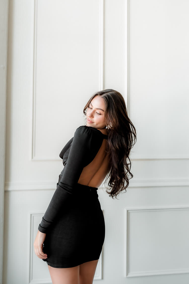 Danni Deep V Neck Mini Dress - Black - FINAL SALE