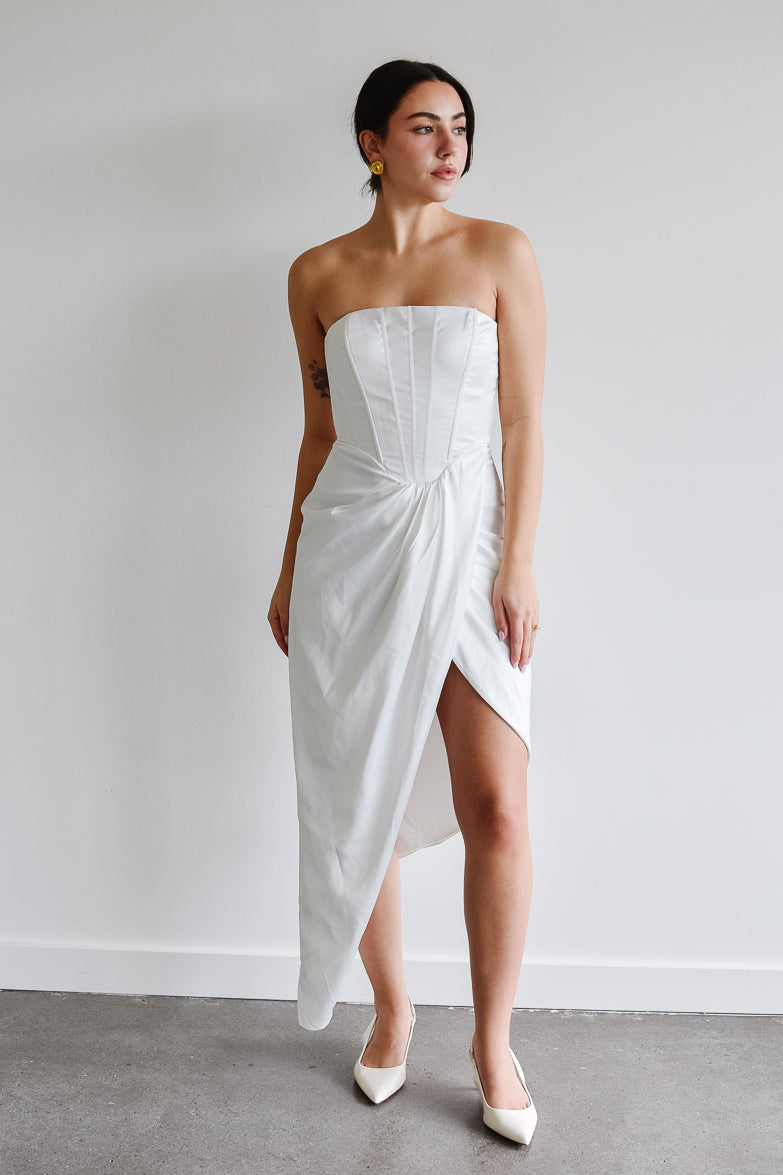 Darlington White Corset Midi Dress - FINAL SALE