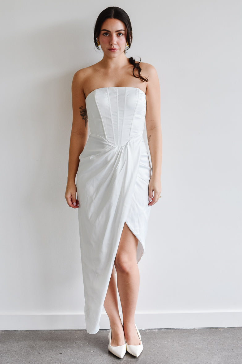 Darlington White Corset Midi Dress - FINAL SALE