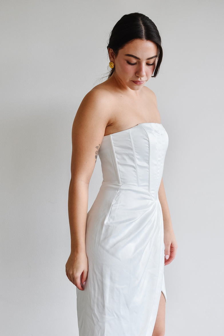 Darlington White Corset Midi Dress - FINAL SALE
