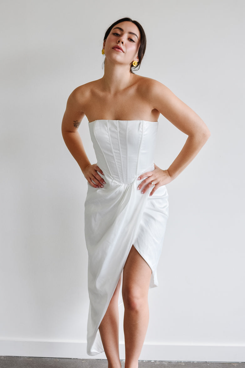 Darlington White Corset Midi Dress - FINAL SALE
