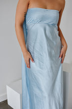 Elsa Ice Blue Maxi Dress with Neck Scarf - FINAL SALE