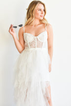 Elysée Lace Bustier Tulle High Low Maxi Dress