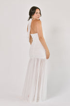 Estelle Ruched Maxi Dress - White