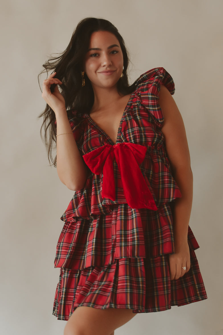 Evelyn Red Plaid Tiered Mini Dress - RE-STOCK COMING