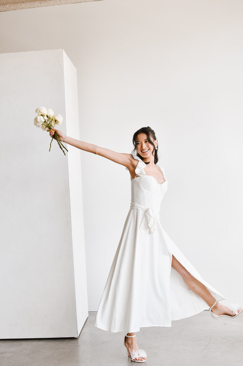 Francoise White Corset Midi Dress