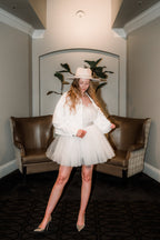 Greyson White Tulle Mini Dress with Rhinestone Belt - FINAL SALE