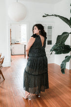 Halle Shoulder Tie Deep V Maxi - Silver