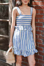 Hamptons Blue and White Striped Mini Dress