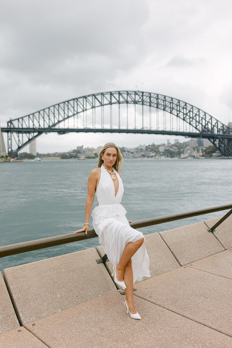 Harbour Plunge Maxi Dress - White - FINAL SALE