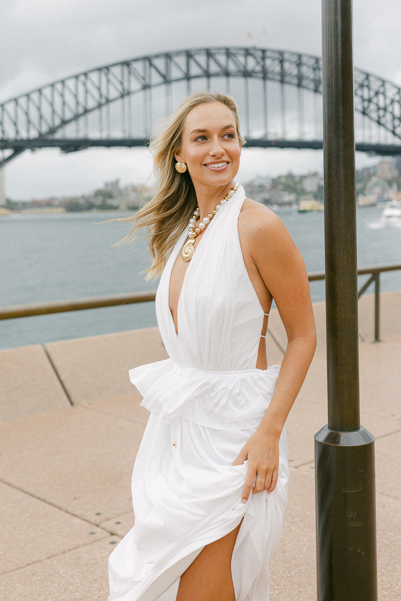 Harbour Plunge Maxi Dress - White - FINAL SALE
