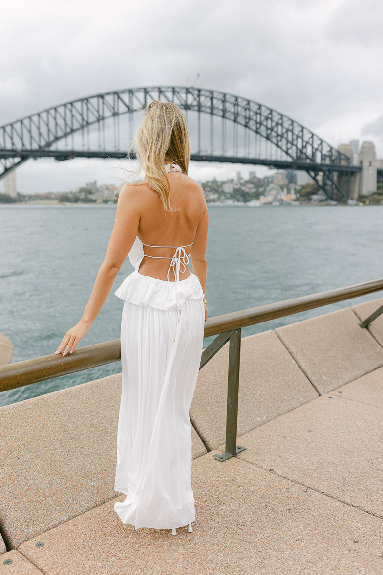 Harbour Plunge Maxi Dress - White - FINAL SALE