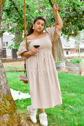 Heath Puff Sleeve Midi Dress - Taupe