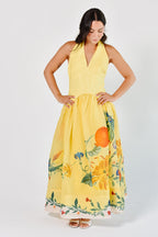 Iris Yellow Halter Maxi Dress