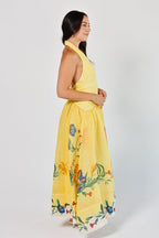 Iris Yellow Halter Maxi Dress