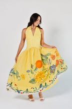 Iris Yellow Halter Maxi Dress
