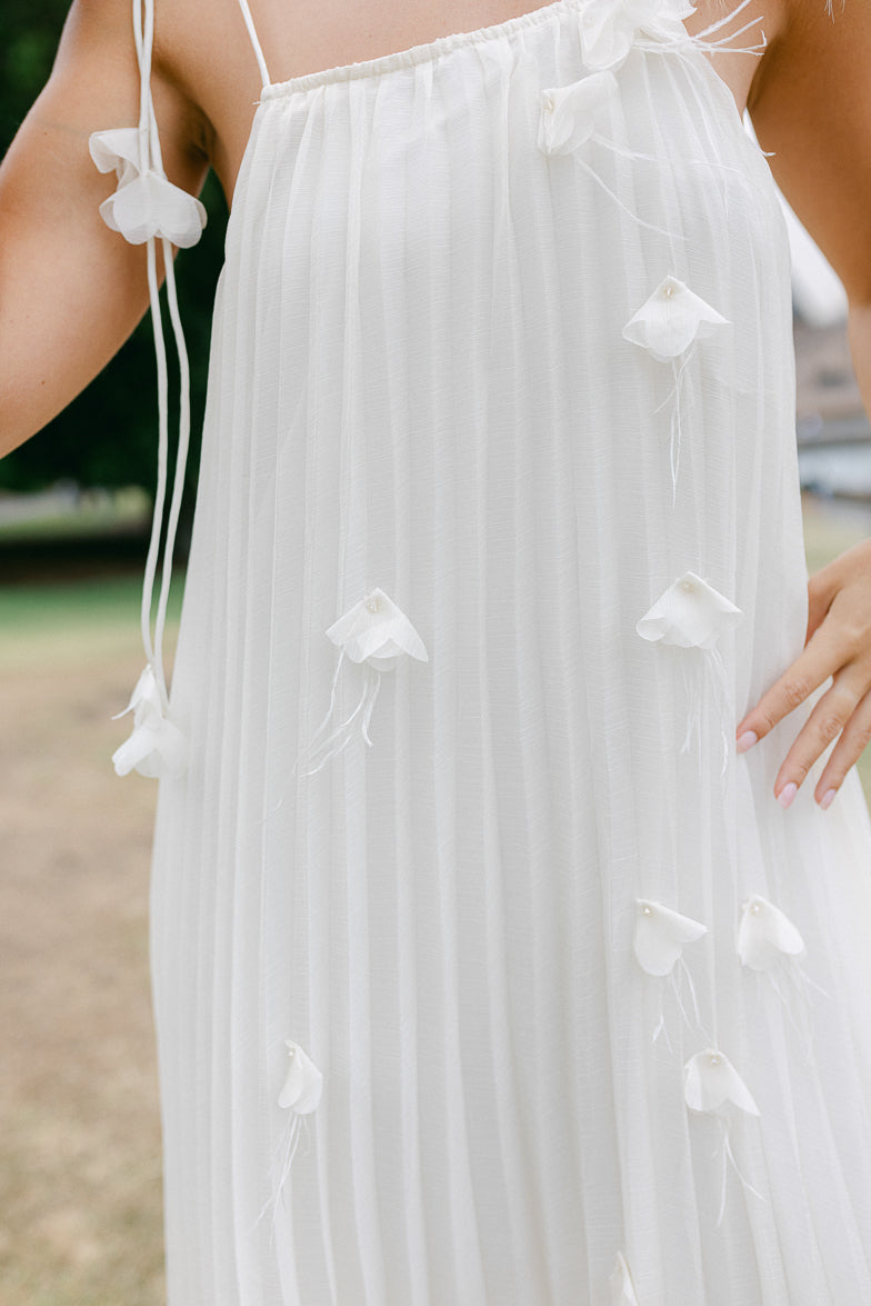 Isla 3D Floral Midi Dress - Cream - FINAL SALE