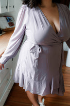 Leslie Mauve Wrap Mini Dress