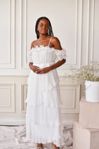Matilde White Ruffle Detail Maxi Dress - FINAL SALE
