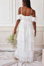 Matilde White Ruffle Detail Maxi Dress - FINAL SALE