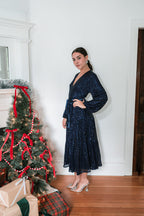 Midnights Sequin Midi Dress - Navy
