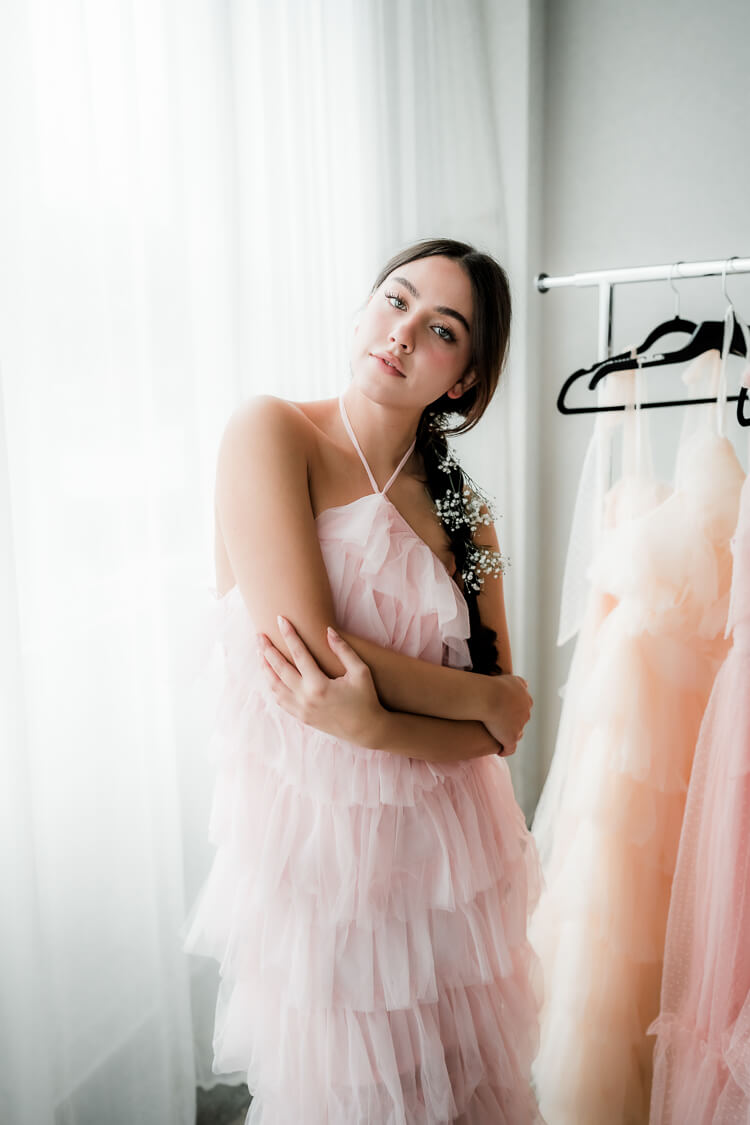 Tremmezina Tulle Halter Maxi - Blush