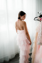 Tremmezina Tulle Halter Maxi - Blush