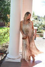 Moonlit Pleated Maxi Dress - Desert Palm