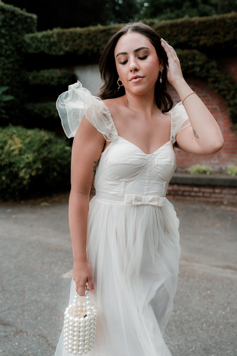Orsay Flutter Sleeve Maxi Dress - Cream