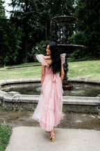 Orsay Flutter Sleeve Maxi Dress - Pink
