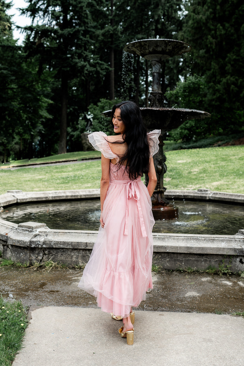 Orsay Flutter Sleeve Maxi Dress - Pink