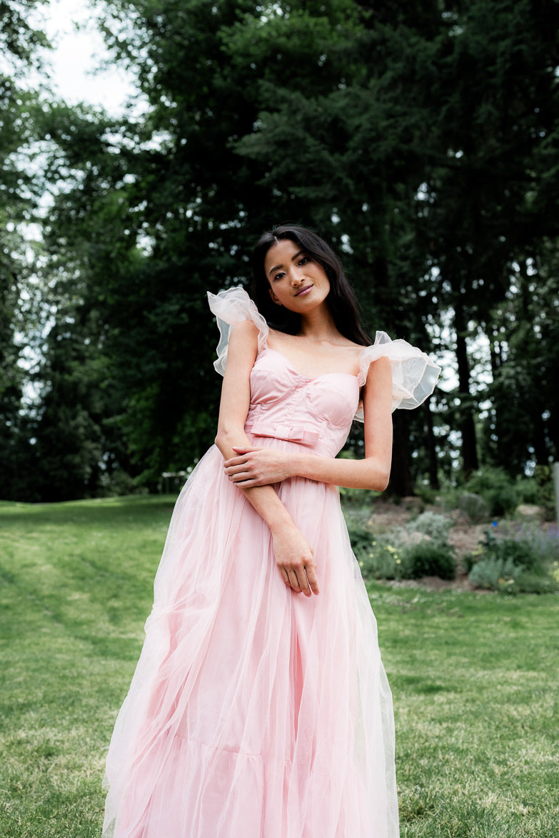 Orsay Flutter Sleeve Maxi Dress - Pink