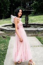 Orsay Flutter Sleeve Maxi Dress - Pink