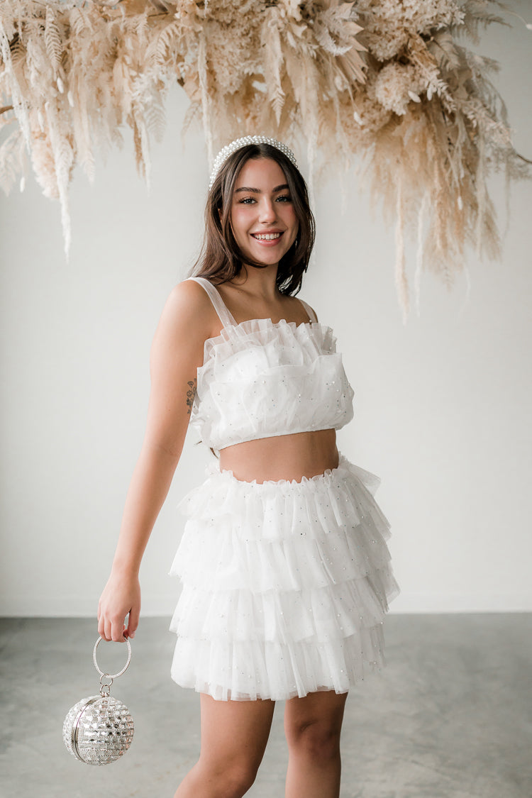 Paulina Pearl Studded Crop Top