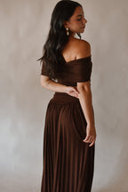 Pia Off the Shoulder Maxi Dress - Chocolate Brown - FINAL SALE