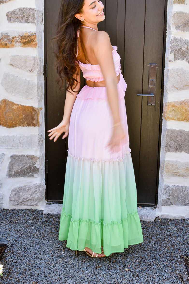 Byron Bay Ombre Cutout Maxi Dress