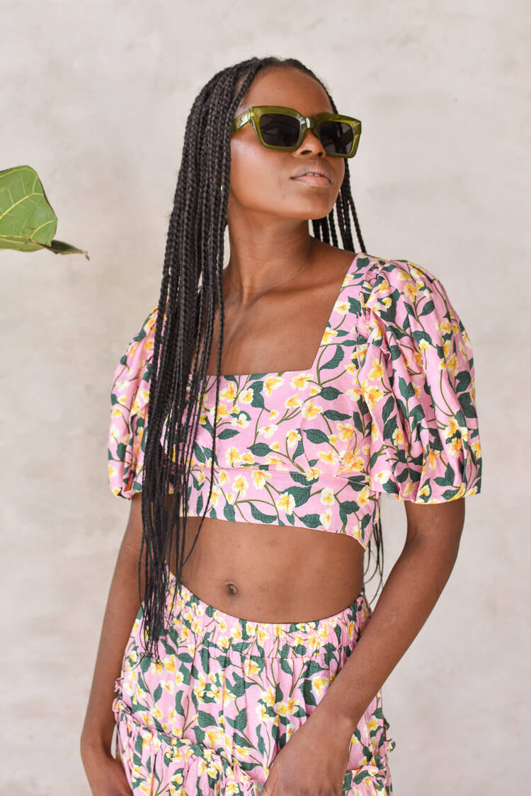 Pink Floral Crop Top - FINAL SALE