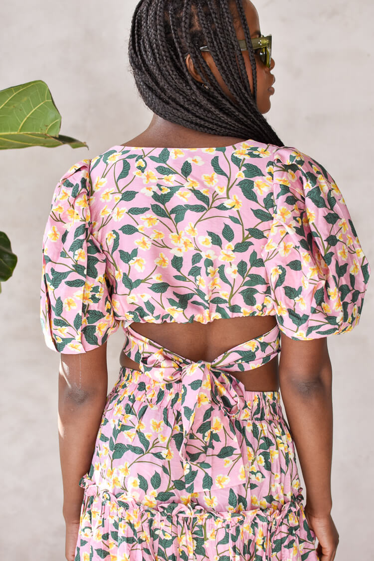 Pink Floral Crop Top - FINAL SALE