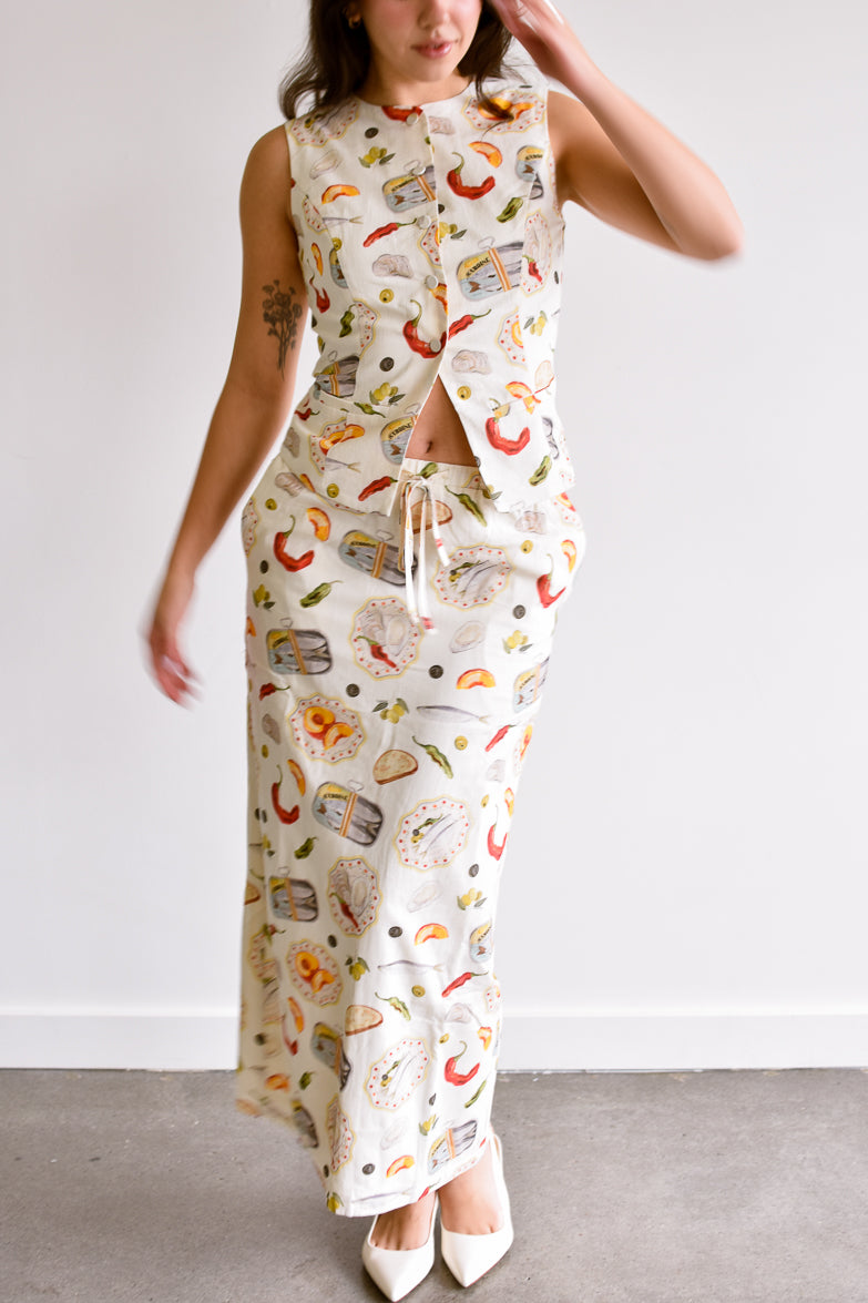 Praiano Food Print Maxi Skirt - FINAL SALE