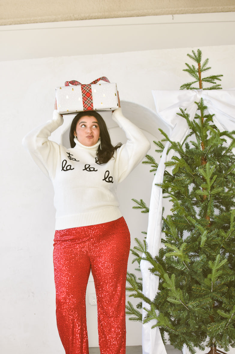 Dorit Red Sequin Flared Pants