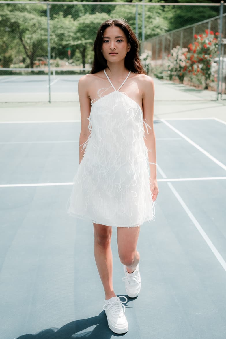 White Feather Halter Mini Dress – Bridal Sheath