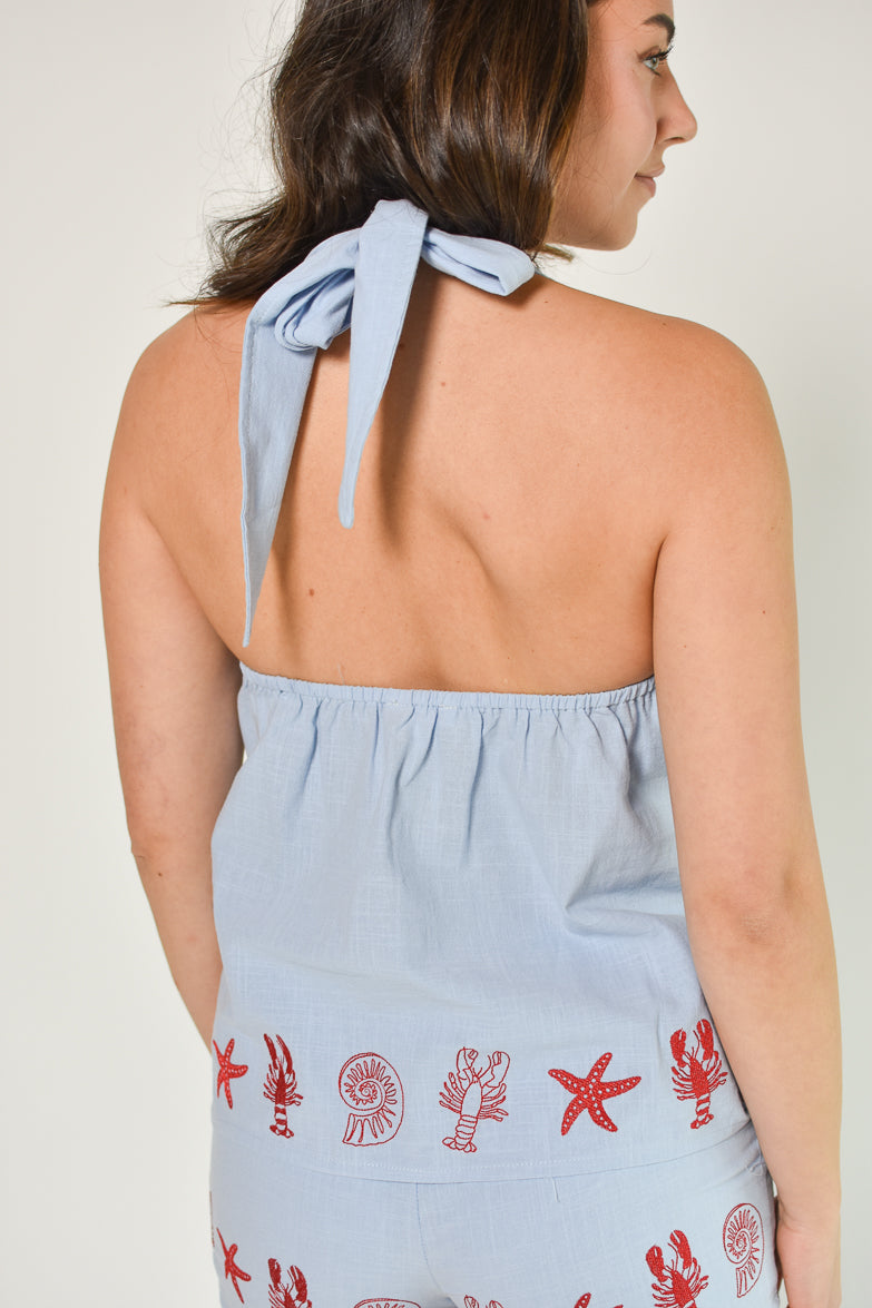 Seaside Stroll Halter Tank Top